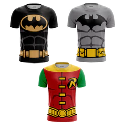 Camisa Camiseta Traje 3D Batman e Robin lego Dry fit - Com Proteção Uv50+ /Fantasia / casual / Academia (Unissex)