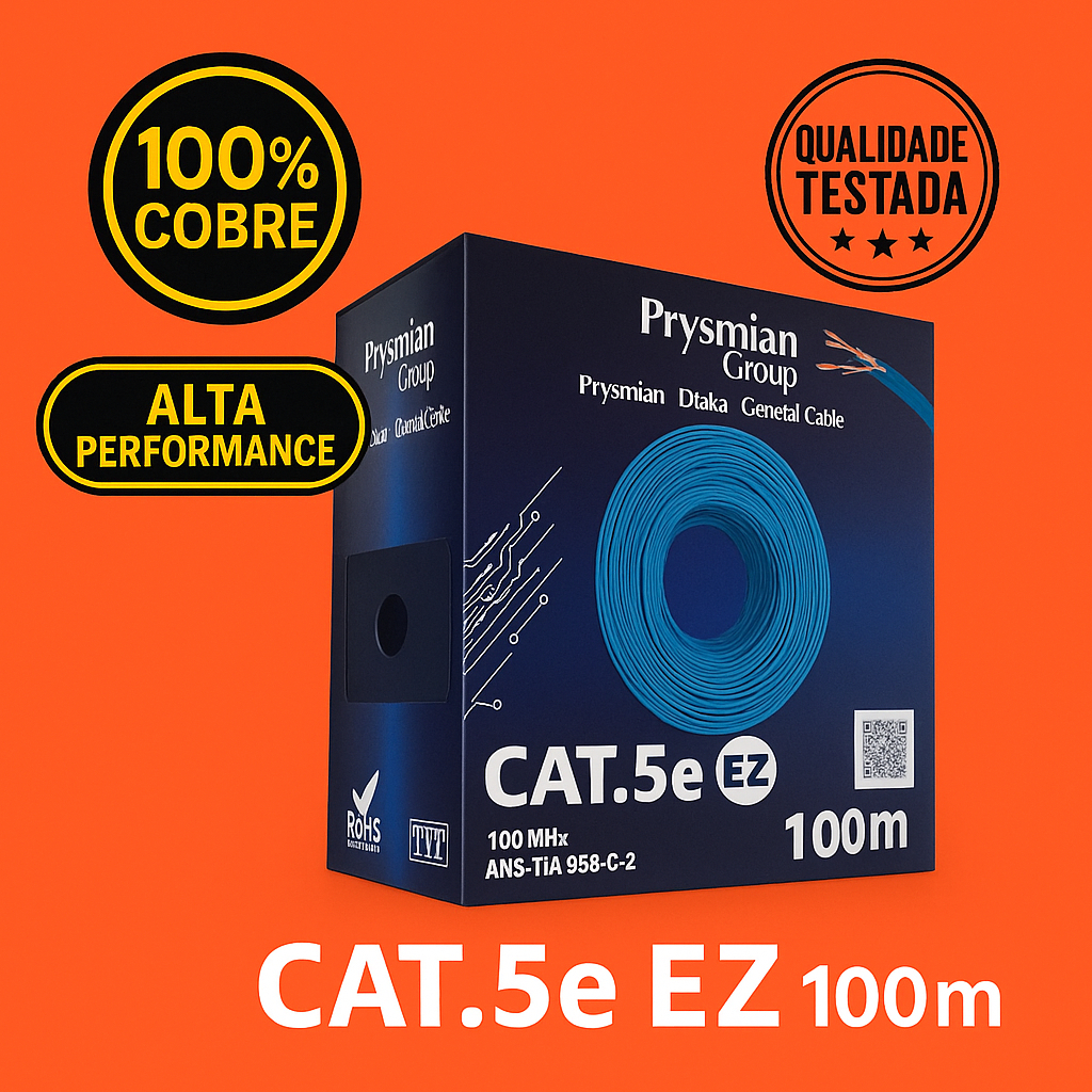 Cabo de Rede LAN CAT5e 100% Cobre – Prysmian Draka – 100 Metros Branco