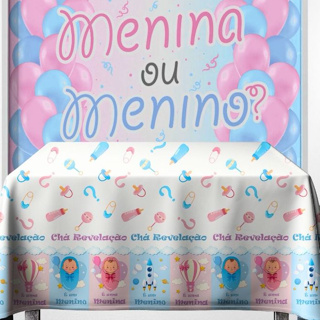 TNT Estampado Chá Revelação Menina ou Menino Toalha/Painel - Decoração Festa em Oferta na Shopee