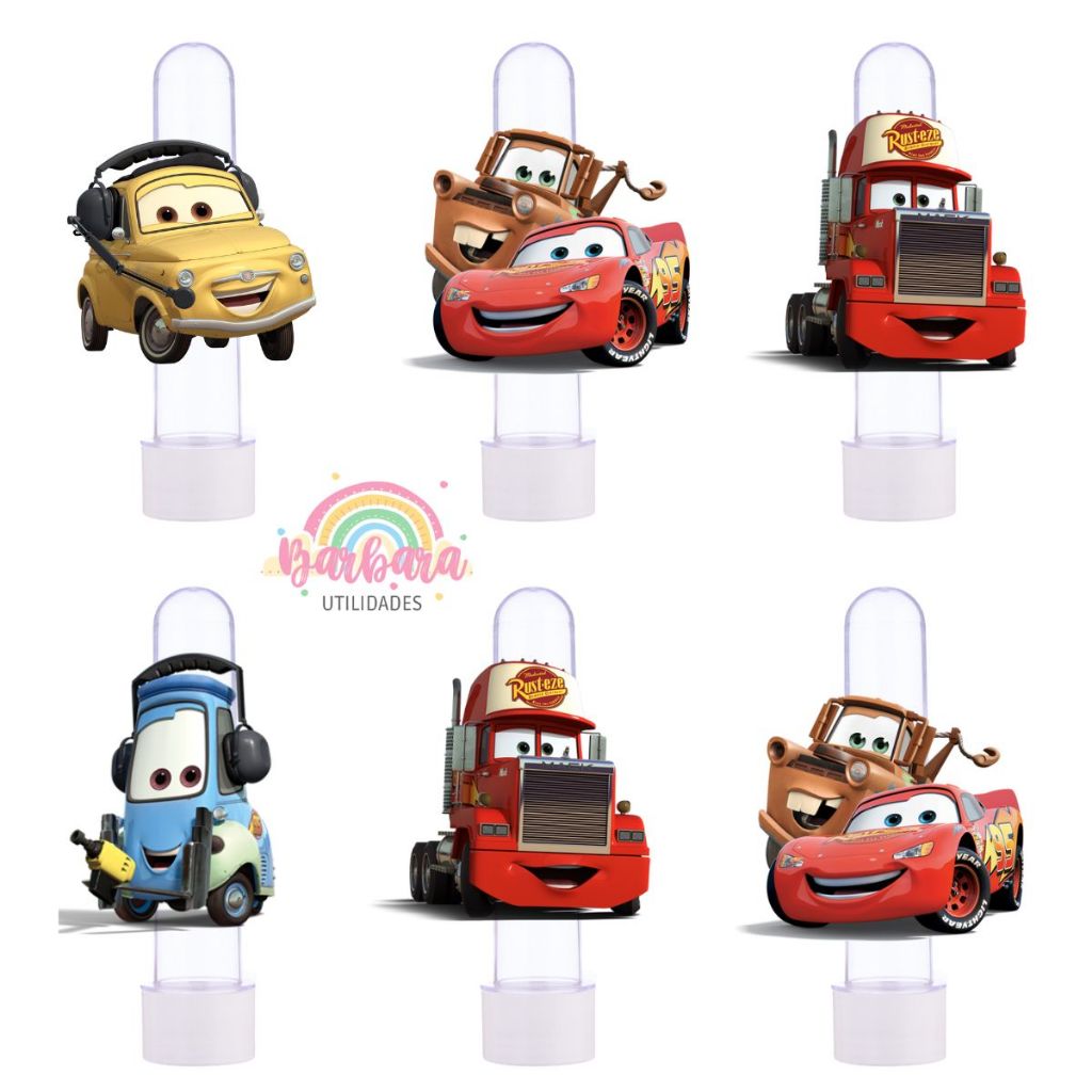 20 Tubetes + Apliques 3D Personalizado Lembrancinha Festa Aniversário Carros em Oferta na Shopee