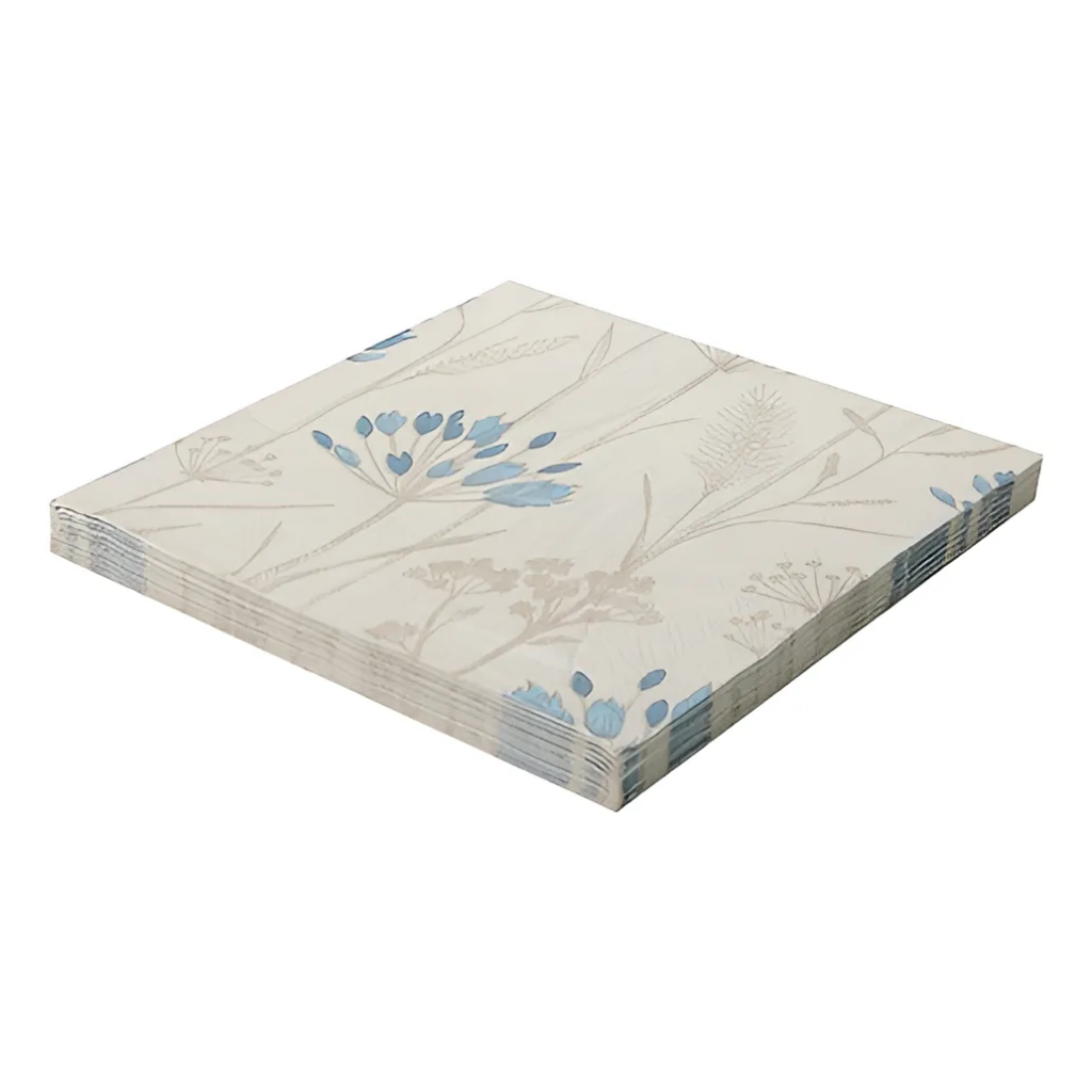 GUARDANAPO PAPEL DECOUPAGE ESTAMPADO FLORES SILVESTRES AZUL/BEGE 33CM X 33CM - C/20 UN SILVERFESTAS