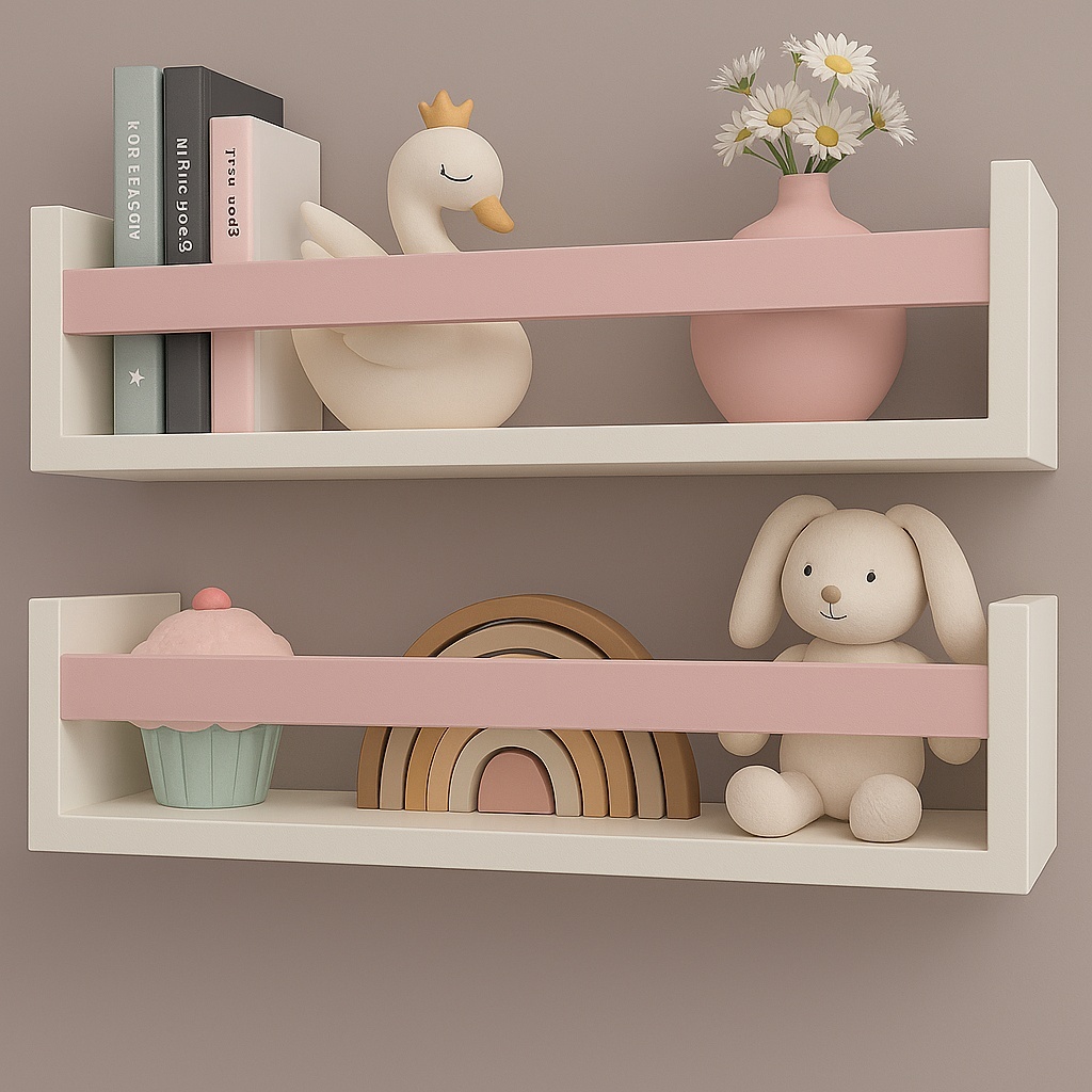 Kit 2 prateleiras para livros infantil Menina Nicho Organizador Moveis Infantis