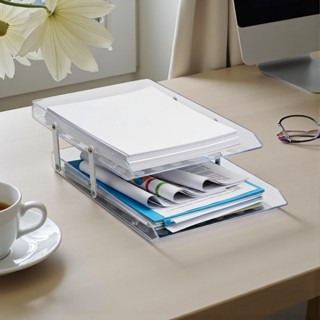 Bandeja porta Documentos organizadora de mesa Dupla Móvel Cor Cristal Maxcril em Oferta na Shopee