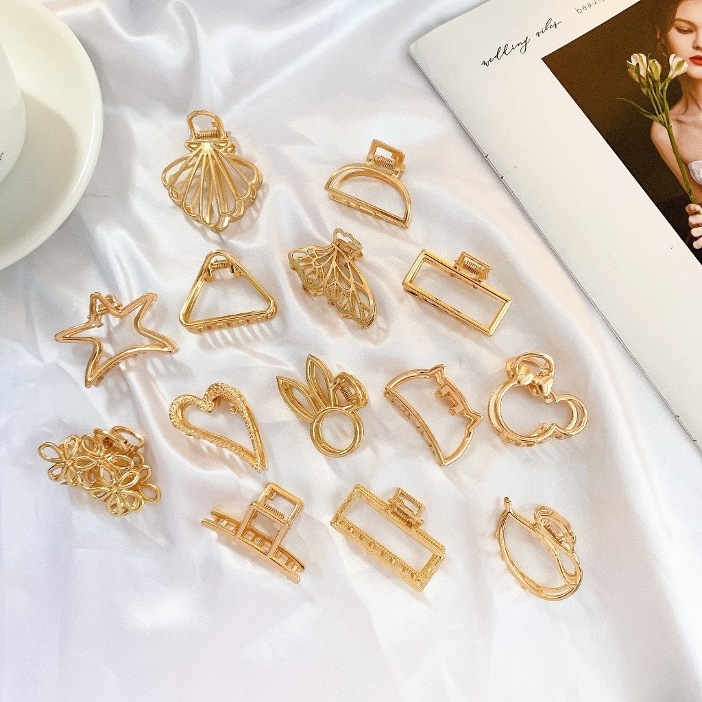 KIT 12 peças Piranha  M  média Dourada de metal vários modelos blogueira em Oferta na Shopee