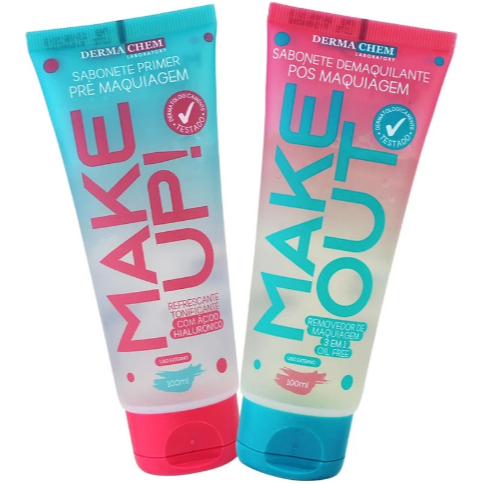 Kit 2 Sabonete Pré e Pós Maquiagem Make Up e Make Out - Dermachem