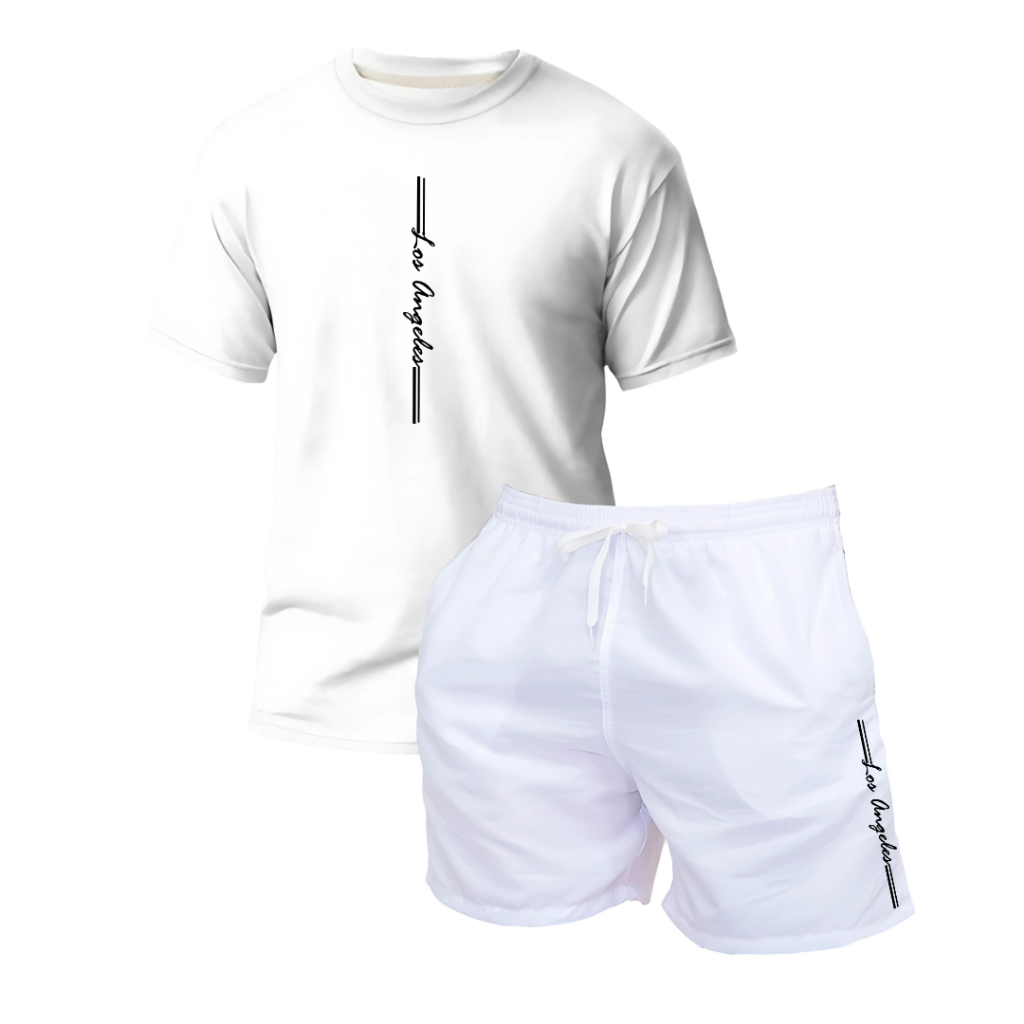 Kit Camiseta e Short Tactel Masculino Casual Academia Corrida Praia Confortável Estilo Moderno