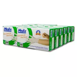 Kit 1000un Luva Medix Látex Sem Pó Branca PP P M G