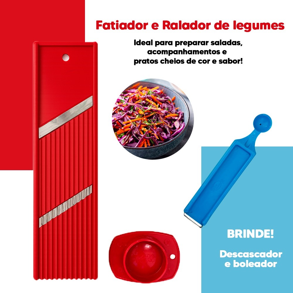 Fatiador Ralador Cortador Manual, Mandoline, Mandolin, Mandolim, Descascador Boleador 4em1