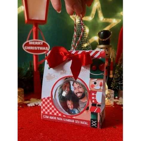 Kit 5 Esfera e caixinha Lembrancinha para Natal Personalizada