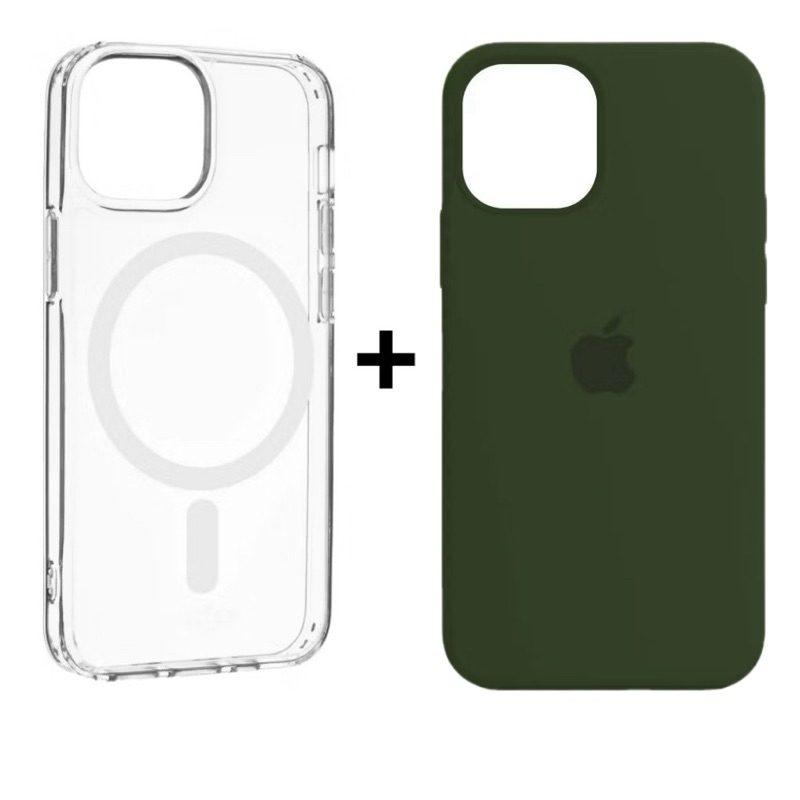 kit 2 Capinhas de iPhone 13 13pro 13promax Case Silicone Colorida Aveludada + capinha transparente MagSafe indução