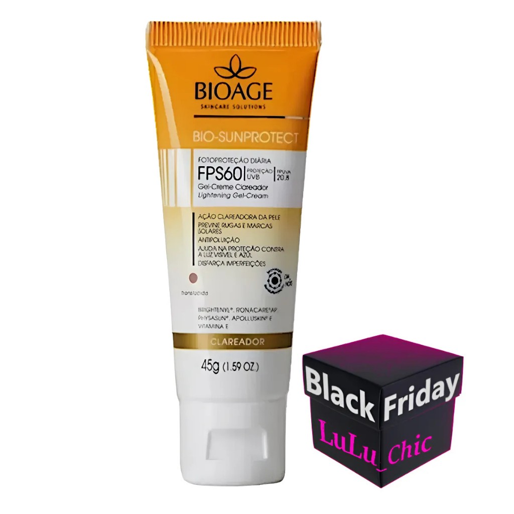 Protetor Solar Facial Clareador Translucido FPS60 Antioxidante para todos os tipos de pele BIOAGE