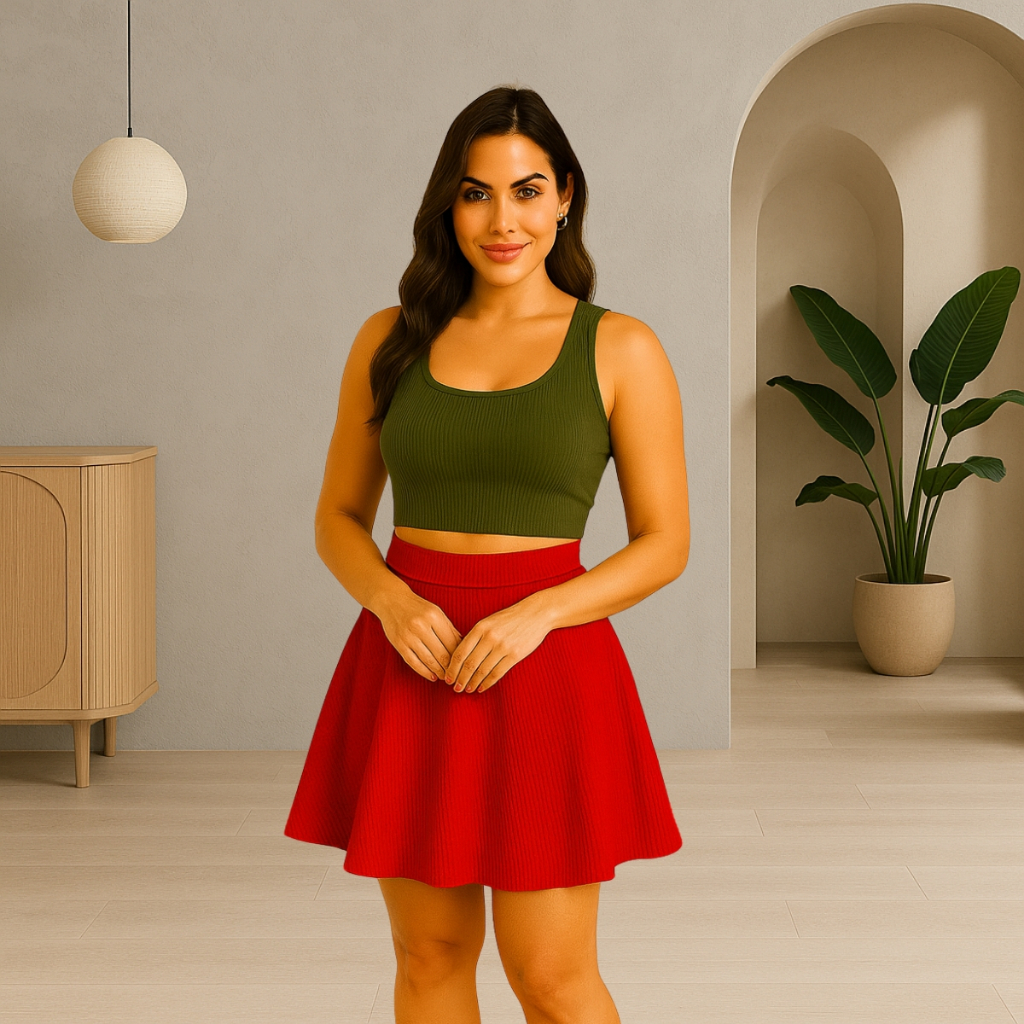 Saia Feminina Curta Rodada Godê Moda Casual Estilo Verão Elegante Juvenil Adulto Tendência Blogueira