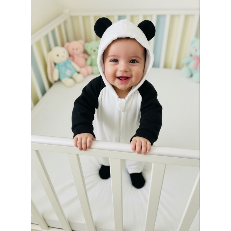 🐼 Macacão Bebê Panda Super Fofo – Quentinho 0 a 12 Meses em Oferta na Shopee