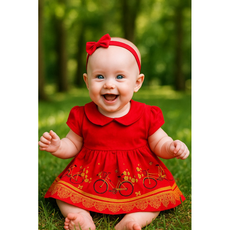 Vestido Bebê Aurora com tiara Bebê RN – Temático Bicicleta com Flores, Look Princesa em Oferta na Shopee