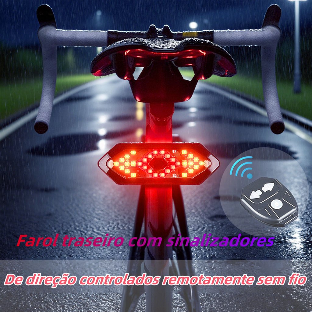 Luz Traseira De Bicicleta Com Controle Remoto Recarregável 5 Modos De Sinalização De Ciclismo À Prova D'água