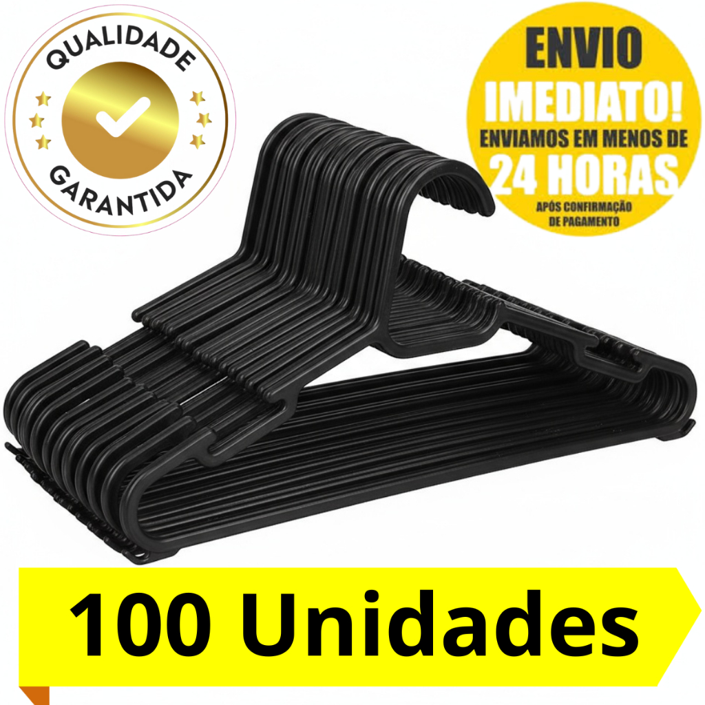 100 Cabides Para Roupas Premium Preto Adulto Cabide Reforçado Para Roupa ATACADO Organizar Roupas em Oferta na Shopee