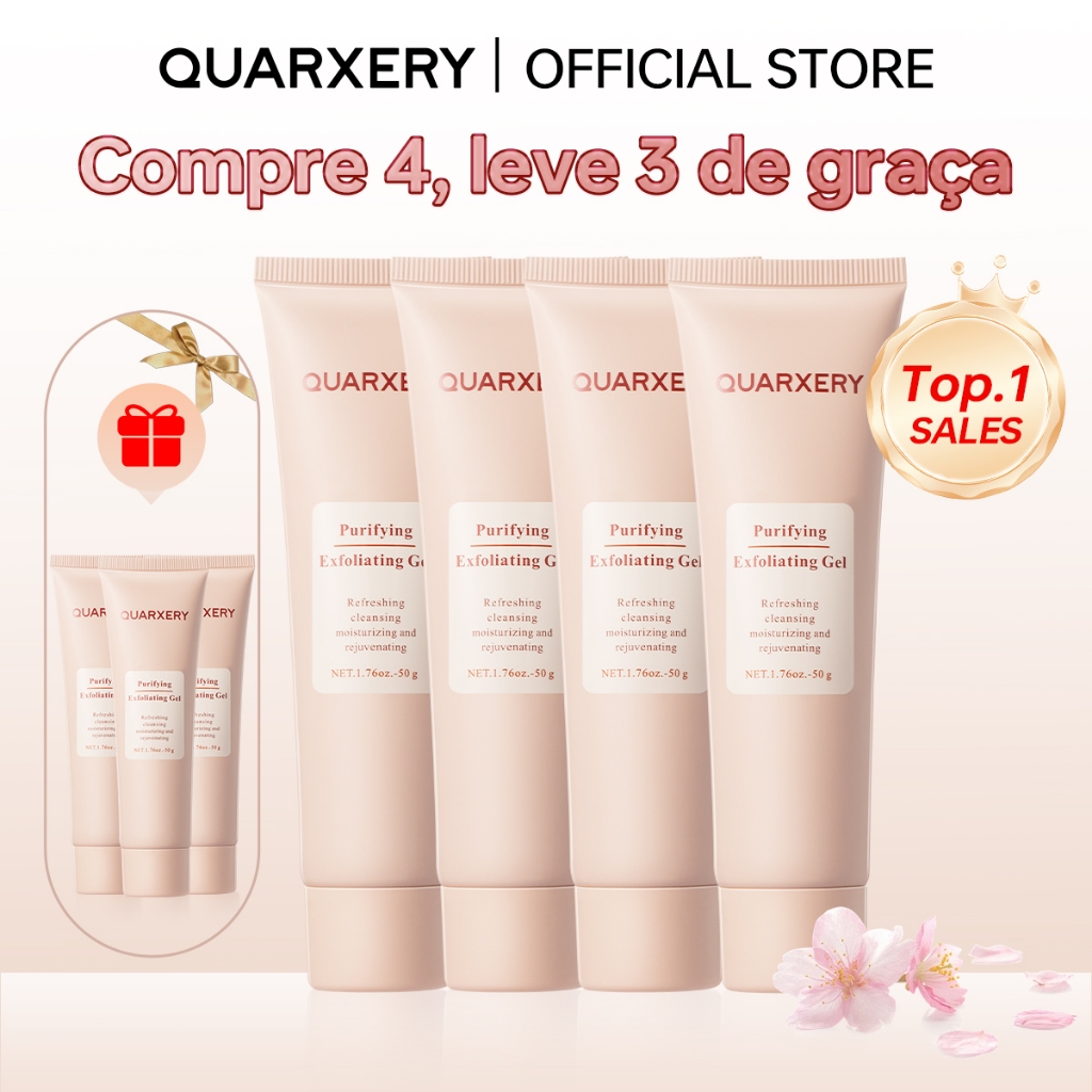 [Compre 4, ganhe 7]QUARXERY Gel de Esfoliação Suave Clareador Esfoliante Facial e Corporal