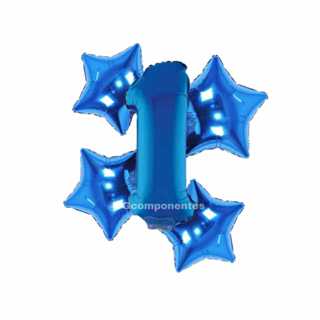 Kit 5 Balões Metalizados Número 75cm + Estrelas Cor Azul em Oferta na Shopee