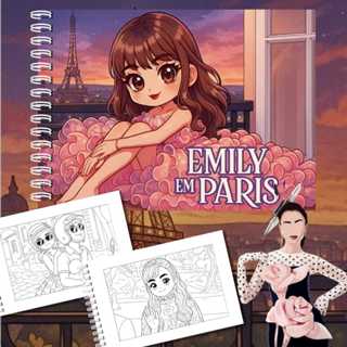 Livro de colorir EMYLY EM PARIS | Capa dura | folhas grossas 180g | 50 folhas em Oferta na Shopee