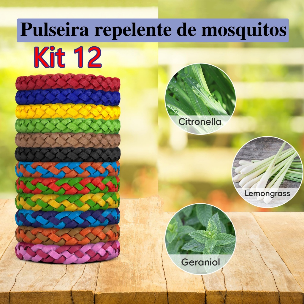 Pulseira Repelente de Mosquitos para Todos, Óleo Vegetal Natural, Couro PU, Tamanho Ajustável, Livre de Mosquitos