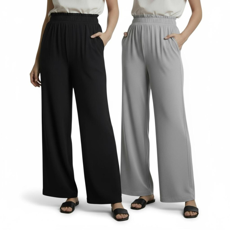 Calça Pantalona Feminina Alfaiataria Duna Premium Com Bolso Cintura Alta Tendência