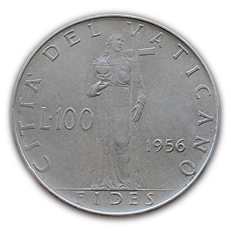 Moeda 100 Liras 1956 Vaticano Papa Pio XII