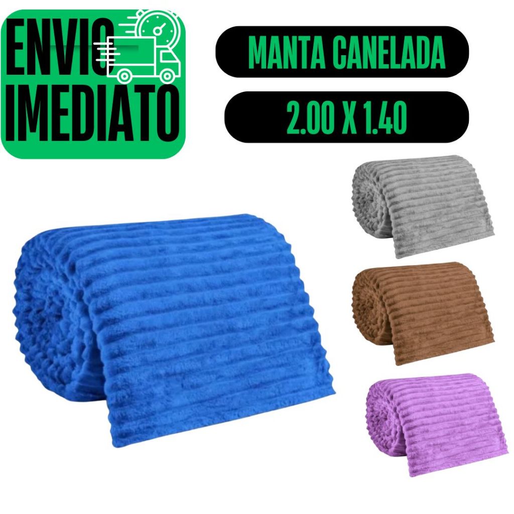 Cobertor Manta Canelado Soft Antialérgico 2,00 x 1,40m Toque Macio Lisa Aveludada Super Macio GR152