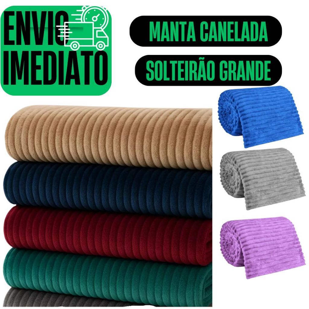 Manta Cobertor Microfibra Canelada Antialérgica Coberta Macia Riscada Quentinha 1,40x2,00Mt Premium GR151 em Oferta na Shopee