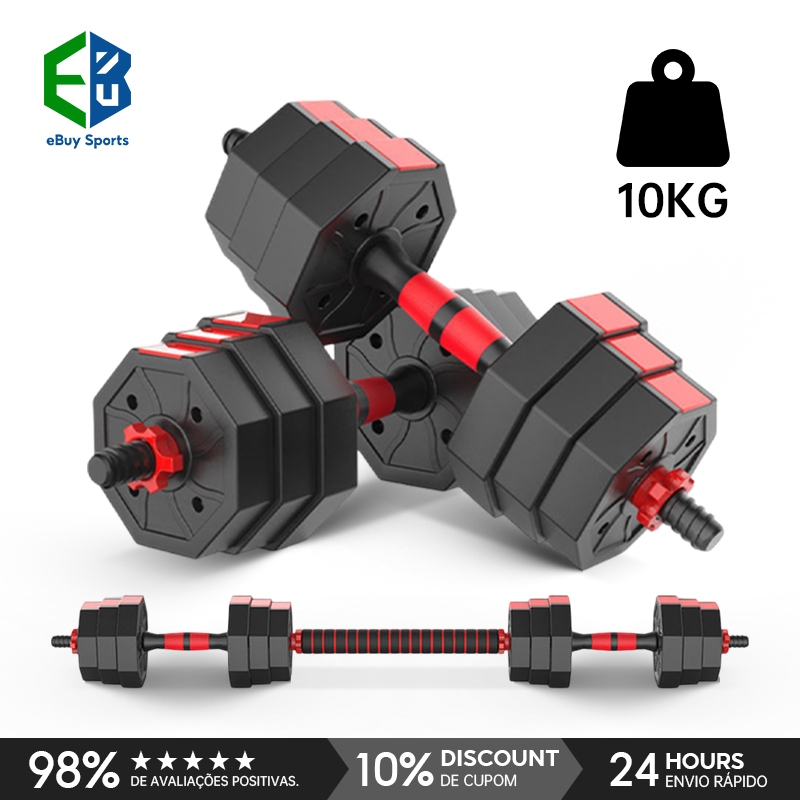 Halteres de musculação 10kg Kit Halteres Barras Kettlebell Peso Musculação 6 em 1 halteres