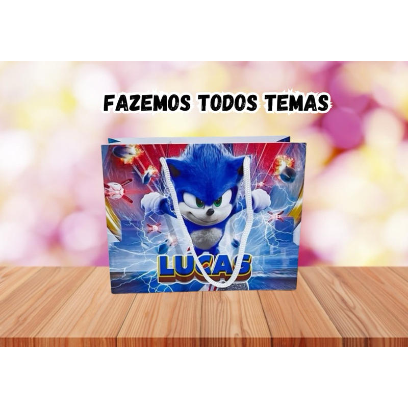 Sacolinha SONIC Personalizado | Sacolinha | Lembrancinha Aniversário PEGUE E MONTE