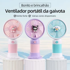Mini Ventilador Portátil USB Recarregável Silencioso 3 Velocidades Cartoon Infantil C/ Suporte Mesa