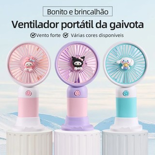 Mini Ventilador Portátil USB Recarregável Silencioso 3 Velocidades Cartoon Infantil C/ Su…