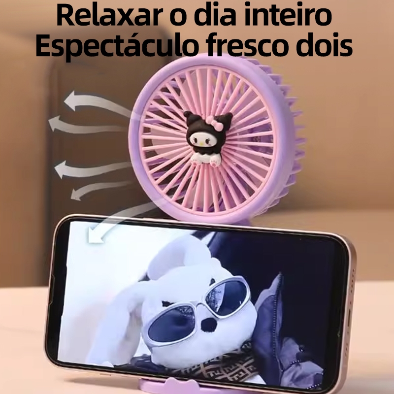 Mini Ventilador Portátil USB Recarregável Silencioso 3 Velocidades Cartoon Infantil C/ Suporte Mesa — imagem 2 de 2