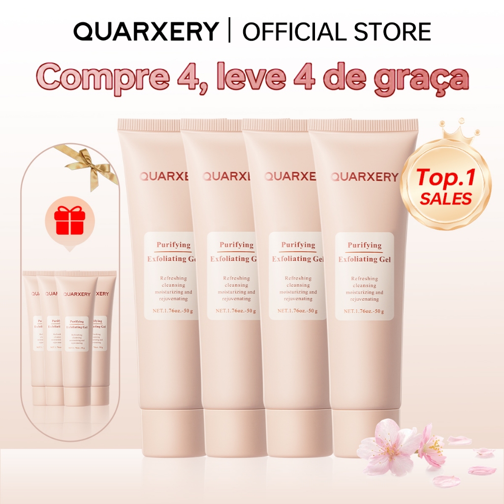 [Compre 4, ganhe 8]QUARXERY Gel de Esfoliação Suave Clareador Esfoliante Facial e Corporal