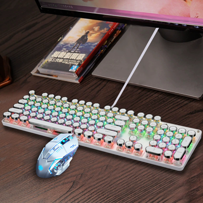 Teclado Mecânico Gamer RGB 100 Com Mouse Kit Gamer Para PC e Notebook -H7