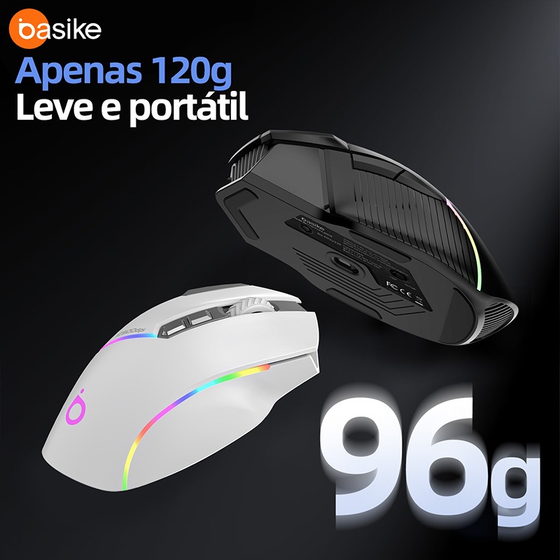 Mouse Gamer Sem Fio Bluetooth Ergonômico RGB 12000DPI Ajustável 3 Modos — foto 5