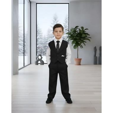 Roupa Conjunto Social Infantil Masculino Colete + Calça Camisa Para Crianças/Bebês/Meninos De 2-12 Anos