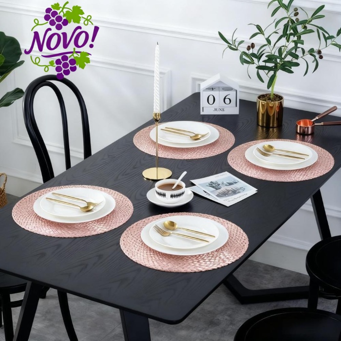 Kit 4 ou 6 Jogo Americano Tapete De Mesa Posta Redondo Design Elegante Impermeável 38cm — imagem 2 de 2