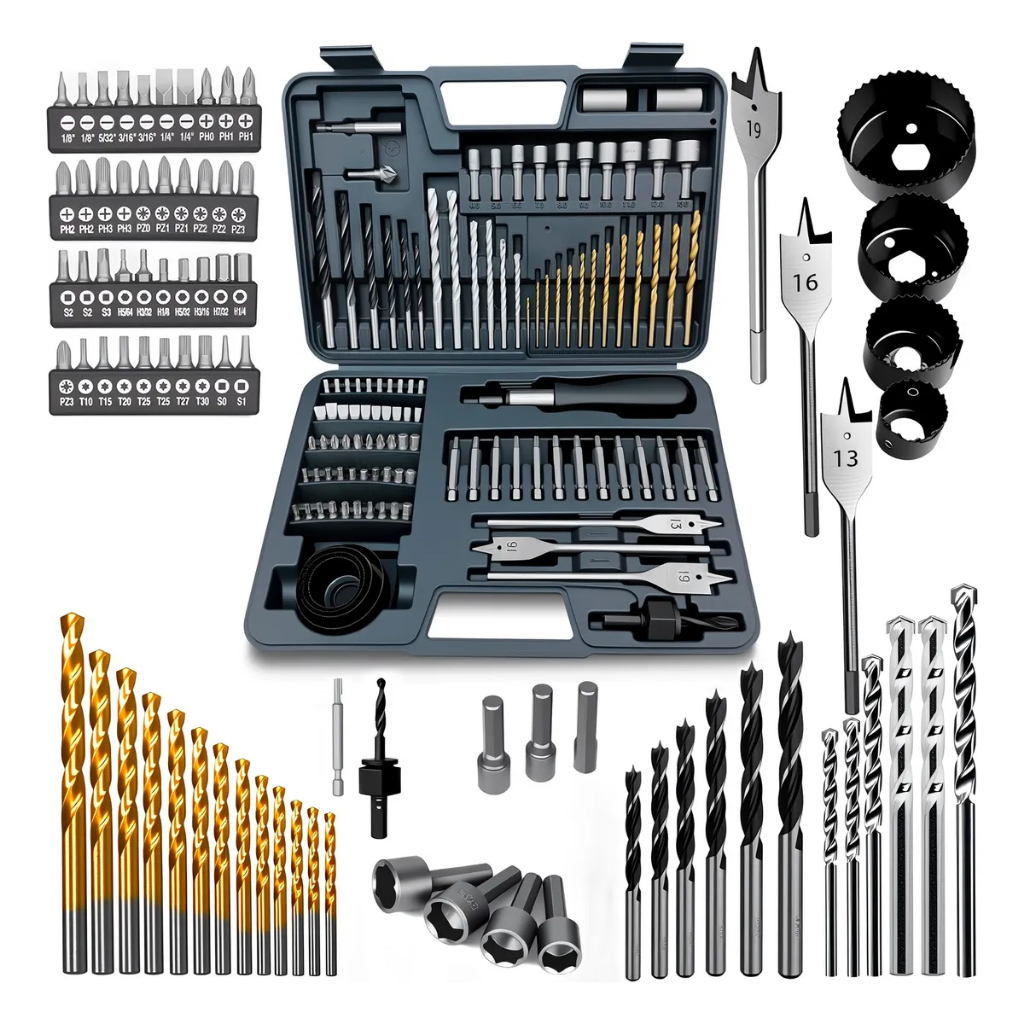 Kit Jogo Ferramentas 111 pcs Brocas Bits Pontas Soquete Maleta Portátil Para Reparo e Bricolagem em Oferta na Shopee