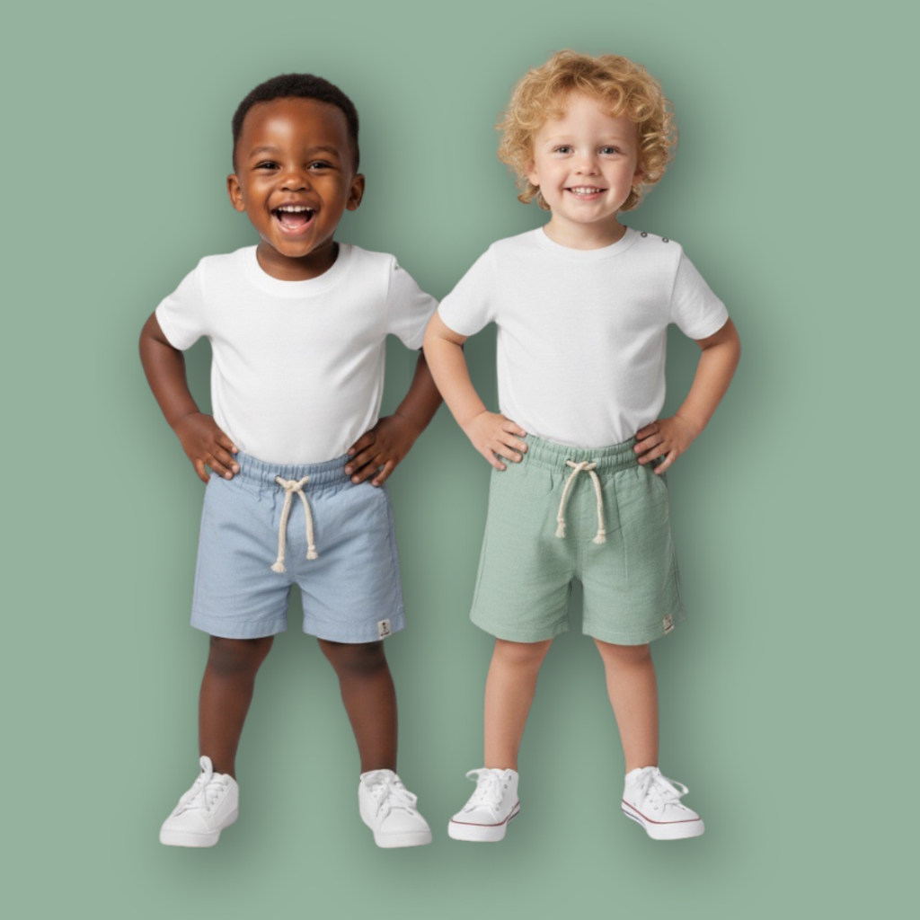 Kit 2 peças Shorts Bermuda Mauricinho Infantil Bebê Menino Linho com Cordão Decorativo