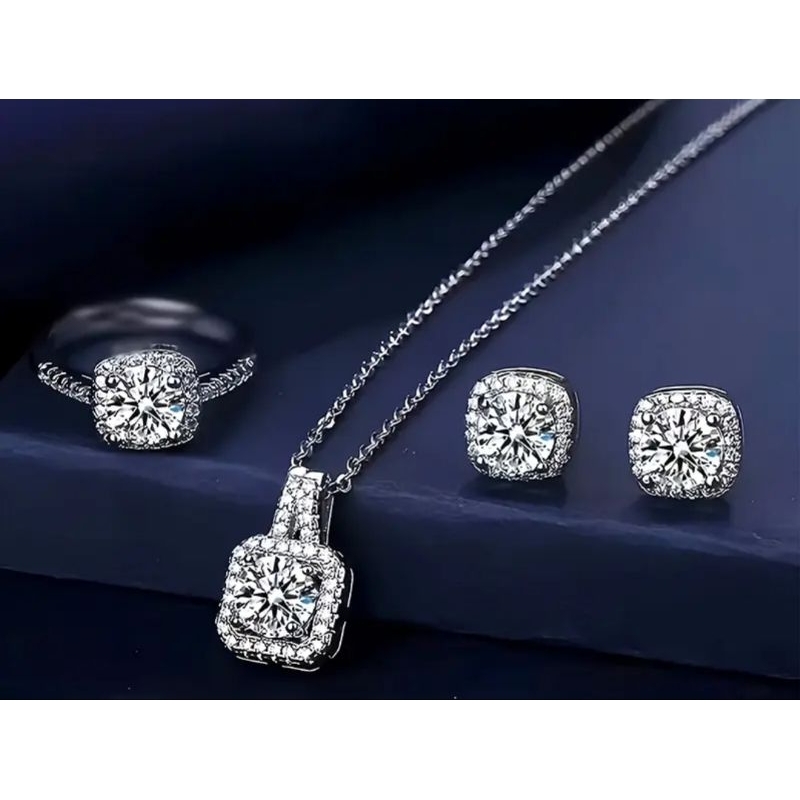 Conjunto Bijuteria 3 Peças Colar Brinco Anel Moda Buju