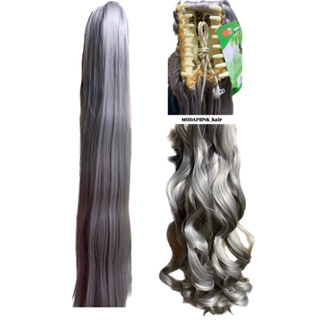 RABO DE CAVALO Cinza Grisalho / Rabo de cavalo com Presilha - Liso e Ondulado - 65cm a 70cm Orgânico em Oferta na Shopee