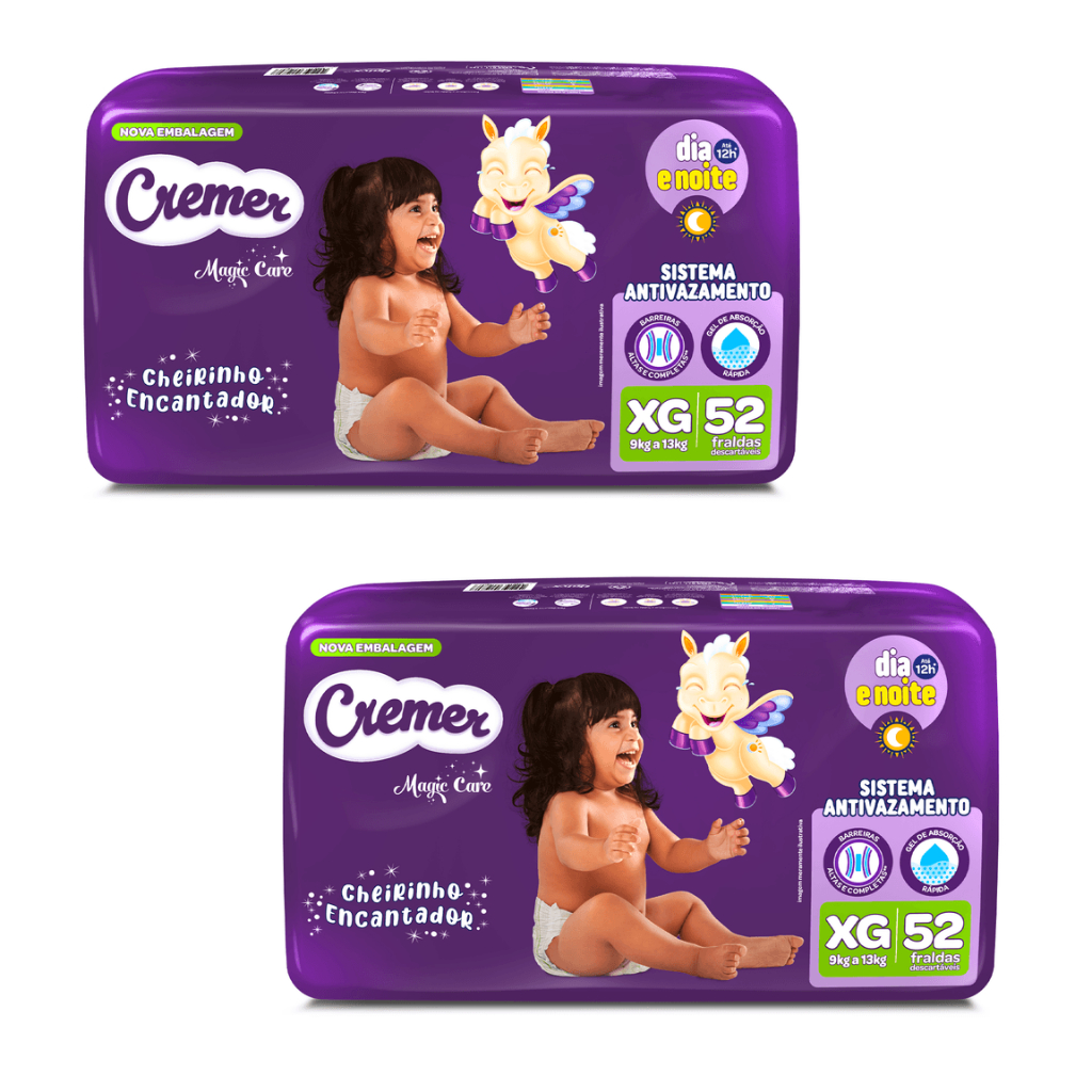Kit 2ptes Fralda Cremer Hiper XG 52 Unidades - 104 total em Oferta na Shopee