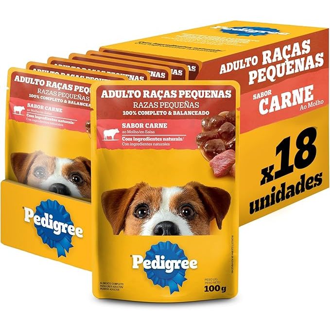 Pedigree Sache PROMOÇÃO DOG RAÇAS PEQUENAS SABOR CARNE 100G KIT 18 UN