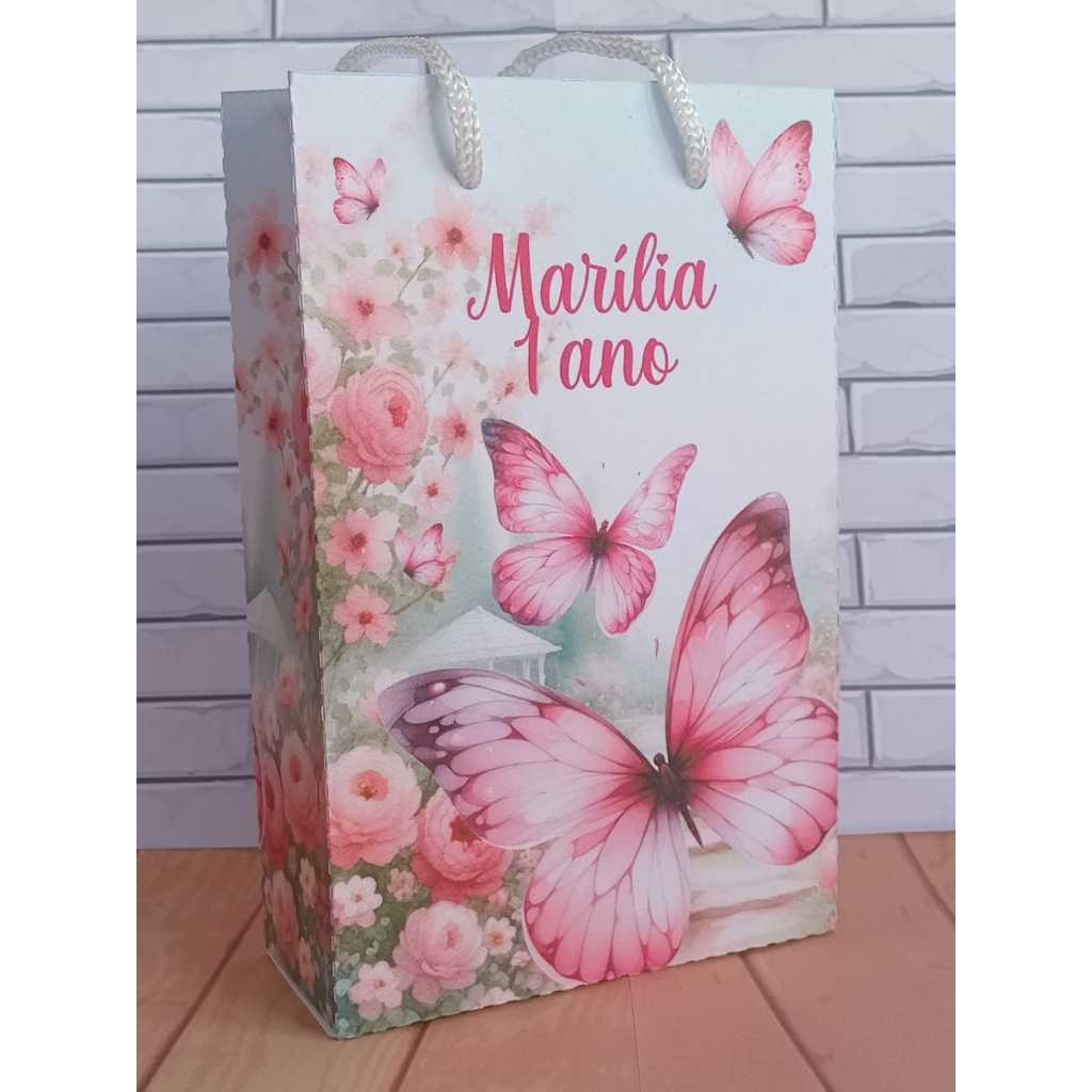 Sacolinha Surpresa Personalizada Lembrancinha Borboletas Vermelha Claro PEGUE E MONTE