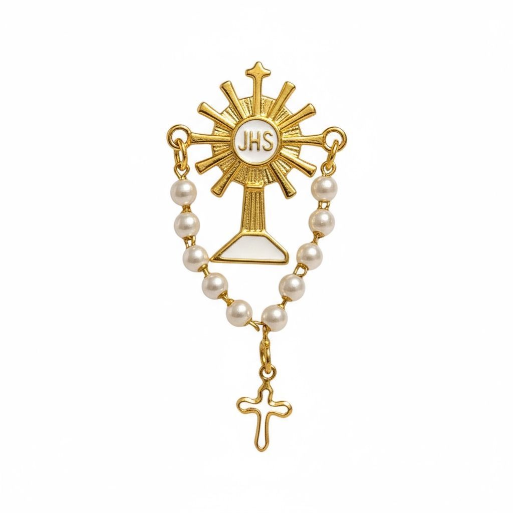 Broche Bonton Ostensório Ministro Eucaristia Terço Pérola em Oferta na Shopee