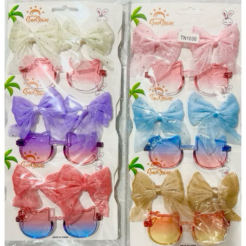 Pacote Com 12 Lindos Kit Óculos de Sol + Bico De Pato Laço. em Oferta na Shopee