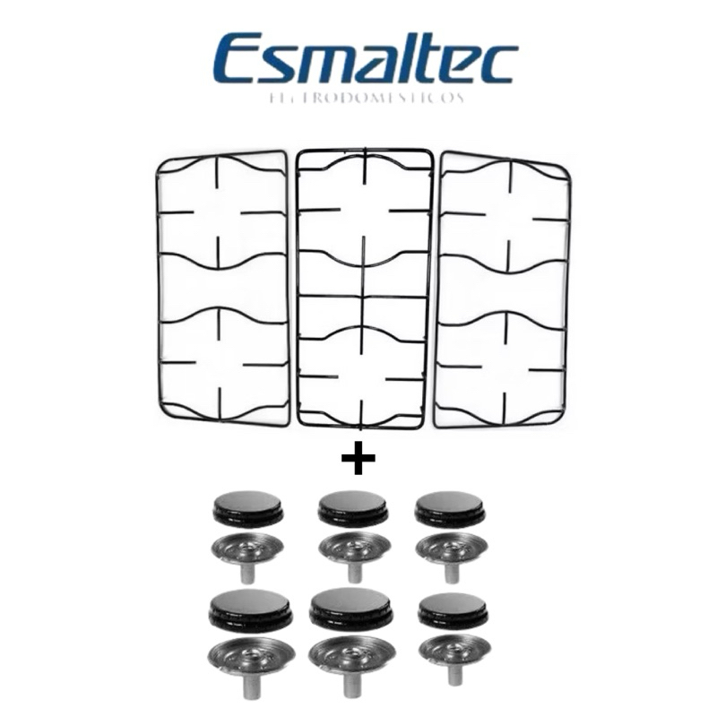 Kit 3 Grelhas + Bocas Completas Fogão 6 Bocas Esmaltec Ibiza, Caribe