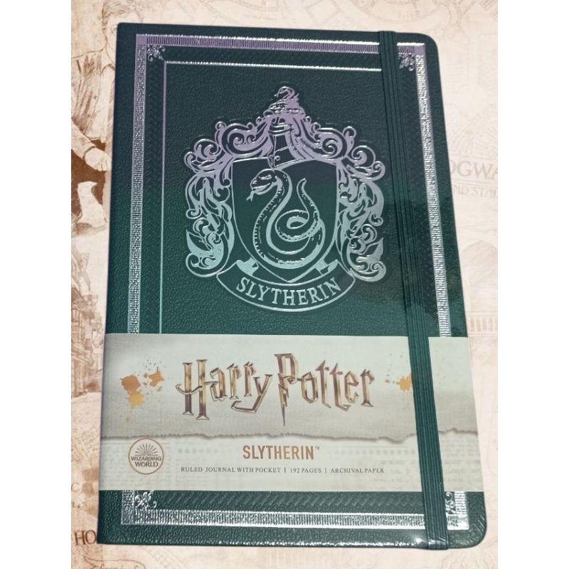 🪄 Caderno de Luxo capa courino Harry Potter Hogwarts | Casa Sonserina | Brasão casas