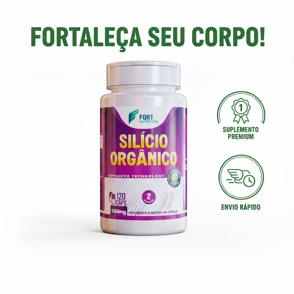 Silício Orgânico Natural 120 Cápsulas  Cabelos, Pele e Unhas | Antioxidante | Lifting